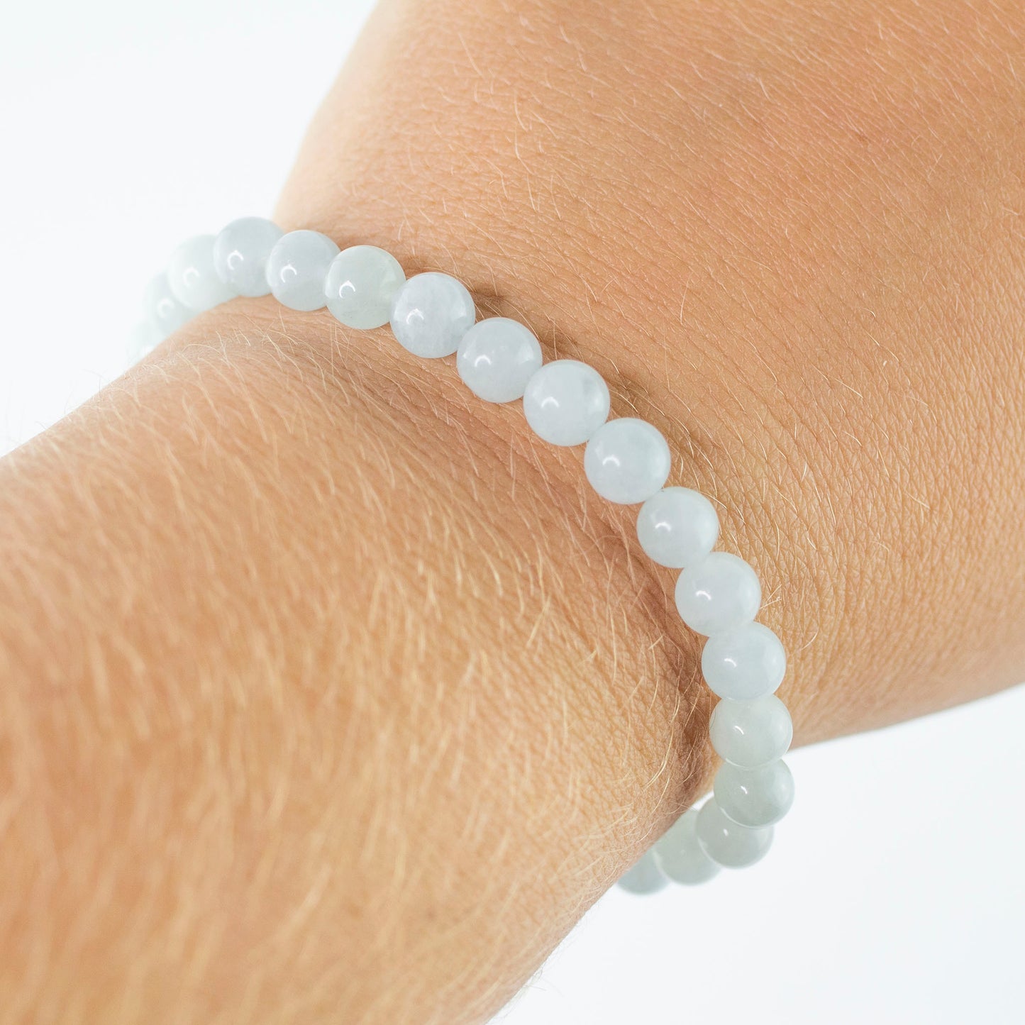 Aquamarine 6mm stretch bracelet - Courage