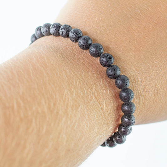 Black Lava Stone Bracelet 6mm - Use with essential oils